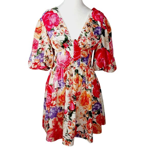Buddy Love Dresses & Skirts - Buddy Love, NWT Bonnie Puff Sleeve Mini Dress, Love Story  Floral Small Coquette